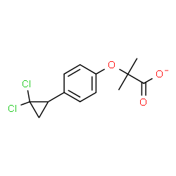 ChemSpider 2D Image | 2-[4-(2,2-Dichlorocyclopropyl)phenoxy]-2-methylpropanoate | C13H13Cl2O3