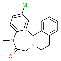 ChemSpider 2D Image | 2-Chloro-5-methyl-5,9,10,14b-tetrahydroisoquinolino[2,1-d][1,4]benzodiazepin-6(7H)-one | C18H17ClN2O