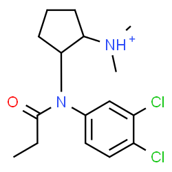 ChemSpider 2D Image | 2-[(3,4-Dichlorophenyl)(propionyl)amino]-N,N-dimethylcyclopentanaminium | C16H23Cl2N2O