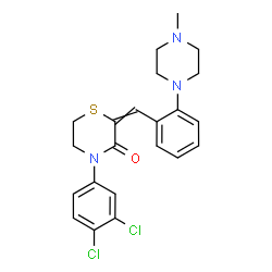 ChemSpider 2D Image | 4-(3,4-Dichlorophenyl)-2-[2-(4-methyl-1-piperazinyl)benzylidene]-3-thiomorpholinone | C22H23Cl2N3OS