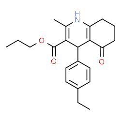 ChemSpider 2D Image | Propyl 4-(4-ethylphenyl)-2-methyl-5-oxo-1,4,5,6,7,8-hexahydro-3-quinolinecarboxylate | C22H27NO3