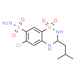 ChemSpider 2D Image | 6-Chloro-3-isobutyl-3,4-dihydro-2H-1,2,4-benzothiadiazine-7-sulfonamide 1,1-dioxide | C11H16ClN3O4S2