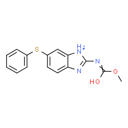 ChemSpider 2D Image | 2-[(Methoxycarbonyl)amino]-5-(phenylsulfanyl)-1H-3,1-benzimidazol-3-ium | C15H14N3O2S