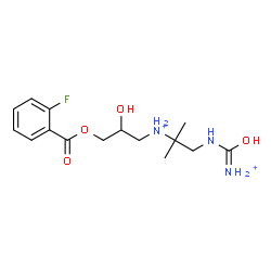 ChemSpider 2D Image | N-{1-[(Ammoniocarbonyl)amino]-2-methyl-2-propanyl}-3-[(2-fluorobenzoyl)oxy]-2-hydroxy-1-propanaminium | C15H24FN3O4