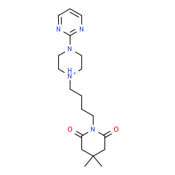 ChemSpider 2D Image | 1-[4-(4,4-Dimethyl-2,6-dioxo-1-piperidinyl)butyl]-4-(2-pyrimidinyl)piperazin-1-ium | C19H30N5O2