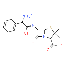 ChemSpider 2D Image | 6-{[Ammonio(1,4-cyclohexadien-1-yl)acetyl]amino}-3,3-dimethyl-7-oxo-4-thia-1-azabicyclo[3.2.0]heptane-2-carboxylate | C16H21N3O4S