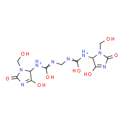 ChemSpider 2D Image | N,N'-(Methylenedicarbamoyl)bis[3-(hydroxymethyl)-2,5-dioxo-4-imidazolidinaminium] | C11H18N8O8