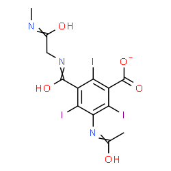 ChemSpider 2D Image | 3-Acetamido-2,4,6-triiodo-5-{[2-(methylamino)-2-oxoethyl]carbamoyl}benzoate | C13H11I3N3O5