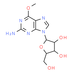 ChemSpider 2D Image | 6-Methoxy-9-pentofuranosyl-9H-purin-2-amine | C11H15N5O5