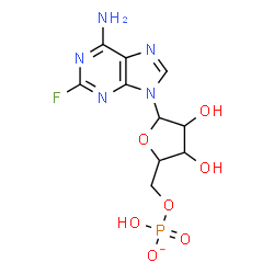 ChemSpider 2D Image | 2-Fluoro-9-[5-O-(hydroxyphosphinato)pentofuranosyl]-9H-purin-6-amine | C10H12FN5O7P