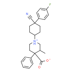 ChemSpider 2D Image | 1-[4-Cyano-4-(4-fluorophenyl)cyclohexyl]-3-methyl-4-phenyl-4-piperidiniumcarboxylate | C26H29FN2O2