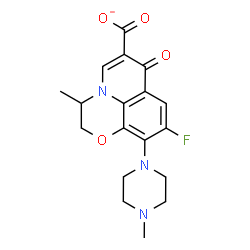 ChemSpider 2D Image | 9-Fluoro-3-methyl-10-(4-methyl-1-piperazinyl)-7-oxo-2,3-dihydro-7H-[1,4]oxazino[2,3,4-ij]quinoline-6-carboxylate | C18H19FN3O4