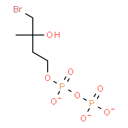 ChemSpider 2D Image | Diphosphoric acid, mono(4-bromo-3-hydroxy-3-methylbutyl) ester, ion(3-) | C5H10BrO8P2