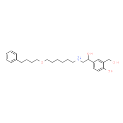 ChemSpider 2D Image | N-{2-Hydroxy-2-[4-hydroxy-3-(hydroxymethyl)phenyl]ethyl}-6-(4-phenylbutoxy)-1-hexanaminium | C25H38NO4