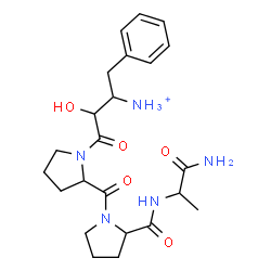 ChemSpider 2D Image | 1-(3-Ammonio-2-hydroxy-4-phenylbutanoyl)prolylprolylalaninamide | C23H34N5O5