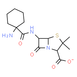 ChemSpider 2D Image | 6-{[(1-Aminocyclohexyl)carbonyl]amino}-3,3-dimethyl-7-oxo-4-thia-1-azabicyclo[3.2.0]heptane-2-carboxylate | C15H22N3O4S