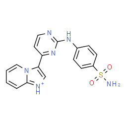 ChemSpider 2D Image | 3-{2-[(4-Sulfamoylphenyl)amino]-4-pyrimidinyl}imidazo[1,2-a]pyridin-1-iumato(2-) | C17H15N6O2S