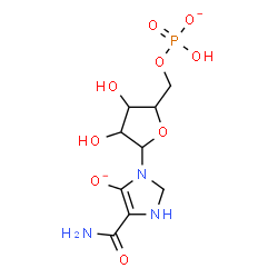 ChemSpider 2D Image | 5-Carbamoyl-3-[5-O-(hydroxyphosphinato)pentofuranosyl]-2,3-dihydro-1H-imidazol-4-olate | C9H14N3O9P