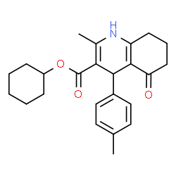 ChemSpider 2D Image | Cyclohexyl 2-methyl-4-(4-methylphenyl)-5-oxo-1,4,5,6,7,8-hexahydro-3-quinolinecarboxylate | C24H29NO3