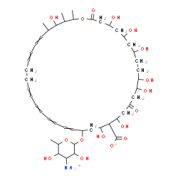 ChemSpider 2D Image | 20-[(3-Ammonio-3,6-dideoxyhexopyranosyl)oxy]-4,6,8,11,12,16,18,36-octahydroxy-35,37,38-trimethyl-2,14-dioxooxacyclooctatriaconta-21,23,25,27,31,33-hexaene-17-carboxylate | C47H75NO17