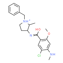 ChemSpider 2D Image | 1-Benzyl-3-{[5-chloro-2-methoxy-4-(methylamino)benzoyl]amino}-2-methylpyrrolidinium | C21H27ClN3O2