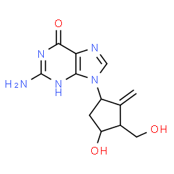 ChemSpider 2D Image | 2-Amino-9-[4-hydroxy-3-(hydroxymethyl)-2-methylenecyclopentyl]-1,9-dihydro-6H-purin-6-onato | C12H15N5O3