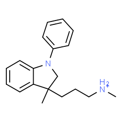ChemSpider 2D Image | N-Methyl-3-(3-methyl-1-phenyl-2,3-dihydro-1H-indol-3-yl)-1-propanaminium | C19H25N2