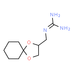 ChemSpider 2D Image | 1-(1,4-Dioxaspiro[4.5]dec-2-ylmethyl)guanidine | C10H19N3O2