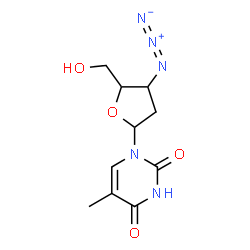 ChemSpider 2D Image | 1-(3-Azido-2,3-dideoxypentofuranosyl)-5-methyl-2,4(1H,3H)-pyrimidinedionato | C10H13N5O4