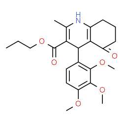 ChemSpider 2D Image | Propyl 2-methyl-5-oxo-4-(2,3,4-trimethoxyphenyl)-1,4,5,6,7,8-hexahydro-3-quinolinecarboxylate | C23H29NO6