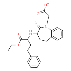 ChemSpider 2D Image | {3-[(1-Ethoxy-1-oxo-4-phenyl-2-butanyl)amino]-2-oxo-2,3,4,5-tetrahydro-1H-1-benzazepin-1-yl}acetate | C24H27N2O5