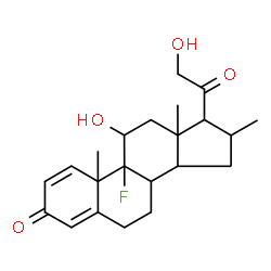 ChemSpider 2D Image | 9-Fluoro-11,21-dihydroxy-16-methylpregna-1,4-diene-3,20-dione | C22H29FO4