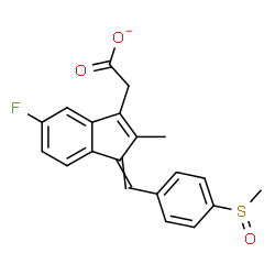 ChemSpider 2D Image | {5-Fluoro-2-methyl-1-[4-(methylsulfinyl)benzylidene]-1H-inden-3-yl}acetate | C20H16FO3S