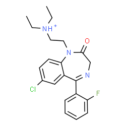 ChemSpider 2D Image | 2-[7-Chloro-5-(2-fluorophenyl)-2-oxo-2,3-dihydro-1H-1,4-benzodiazepin-1-yl]-N,N-diethylethanaminiumato | C21H24ClFN3O