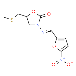 ChemSpider 2D Image | 5-[(Methylsulfanyl)methyl]-3-{[(5-nitro-2-furyl)methylene]amino}-1,3-oxazolidin-2-one | C10H11N3O5S