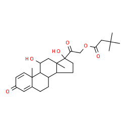 ChemSpider 2D Image | 11,17-Dihydroxy-3,20-dioxopregna-1,4-dien-21-yl 3,3-dimethylbutanoatato(2-) | C27H38O6