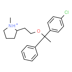 ChemSpider 2D Image | 2-{2-[1-(4-Chlorophenyl)-1-phenylethoxy]ethyl}-1-methylpyrrolidinium | C21H27ClNO
