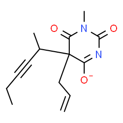 ChemSpider 2D Image | 5-Allyl-5-(3-hexyn-2-yl)-1-methyl-2,6-dioxo-1,2,5,6-tetrahydro-4-pyrimidinolate | C14H17N2O3