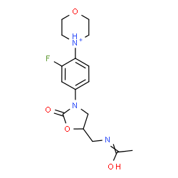 ChemSpider 2D Image | 4-{4-[5-(Acetamidomethyl)-2-oxo-1,3-oxazolidin-3-yl]-2-fluorophenyl}morpholin-4-iumato(4-) | C16H21FN3O4