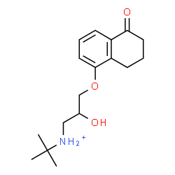 ChemSpider 2D Image | 2-Hydroxy-N-(2-methyl-2-propanyl)-3-[(5-oxo-5,6,7,8-tetrahydro-1-naphthalenyl)oxy]-1-propanaminium | C17H26NO3