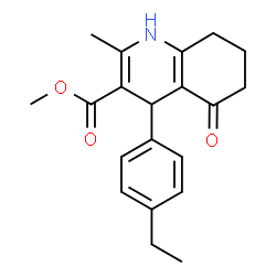 ChemSpider 2D Image | Methyl 4-(4-ethylphenyl)-2-methyl-5-oxo-1,4,5,6,7,8-hexahydro-3-quinolinecarboxylate | C20H23NO3
