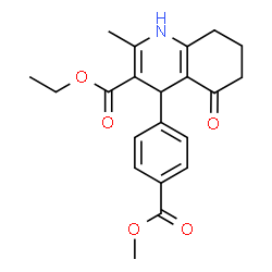 ChemSpider 2D Image | Ethyl 4-[4-(methoxycarbonyl)phenyl]-2-methyl-5-oxo-1,4,5,6,7,8-hexahydro-3-quinolinecarboxylate | C21H23NO5