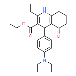 ChemSpider 2D Image | Ethyl 4-[4-(diethylamino)phenyl]-2-ethyl-5-oxo-1,4,5,6,7,8-hexahydro-3-quinolinecarboxylate | C24H32N2O3