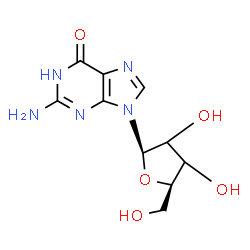 ChemSpider 2D Image | 2-Amino-9-(beta-D-glycero-pentofuranosyl)-1,9-dihydro-6H-purin-6-one | C10H13N5O5