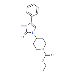 ChemSpider 2D Image | 1-(1-Ethoxycarbonyl-4-piperidinyl)-4-phenyl-4-imidazolin-2-one | C17H21N3O3