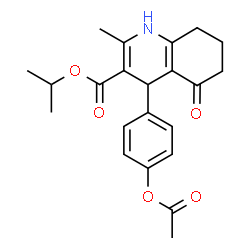 ChemSpider 2D Image | Isopropyl 4-(4-acetoxyphenyl)-2-methyl-5-oxo-1,4,5,6,7,8-hexahydro-3-quinolinecarboxylate | C22H25NO5
