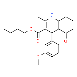 ChemSpider 2D Image | Butyl 4-(3-methoxyphenyl)-2-methyl-5-oxo-1,4,5,6,7,8-hexahydro-3-quinolinecarboxylate | C22H27NO4