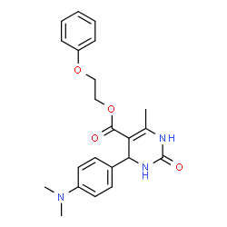ChemSpider 2D Image | 2-Phenoxyethyl 4-[4-(dimethylamino)phenyl]-6-methyl-2-oxo-1,2,3,4-tetrahydro-5-pyrimidinecarboxylate | C22H25N3O4