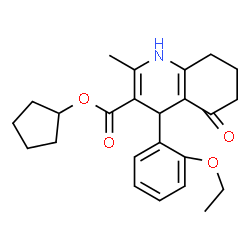 ChemSpider 2D Image | Cyclopentyl 4-(2-ethoxyphenyl)-2-methyl-5-oxo-1,4,5,6,7,8-hexahydro-3-quinolinecarboxylate | C24H29NO4