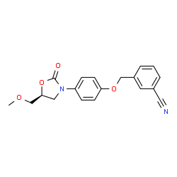 ChemSpider 2D Image | 3-({4-[(5S)-5-(Methoxymethyl)-2-oxo-1,3-oxazolidin-3-yl]phenoxy}methyl)benzonitrile | C19H18N2O4